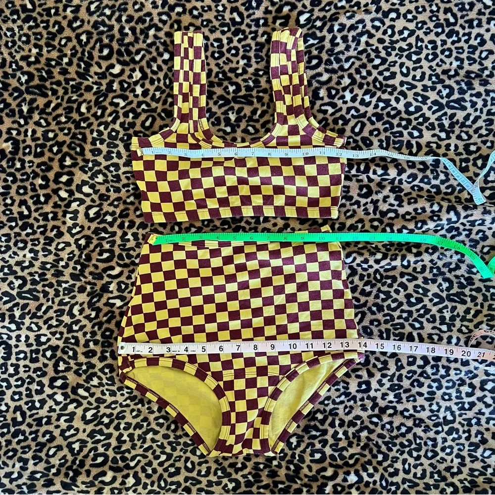 ARQ Set Wide Strap Bralette (M) and High Waisted Underwear (S) Pierrot checkered - Picture 3 of 7